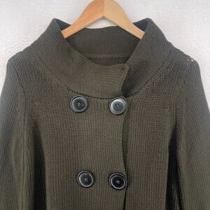 BARBARA WELLS STUDIO Sweater M Superfine Merino Wool Double Breasted Green USA